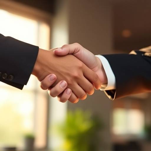 A successful professional giving a handshake